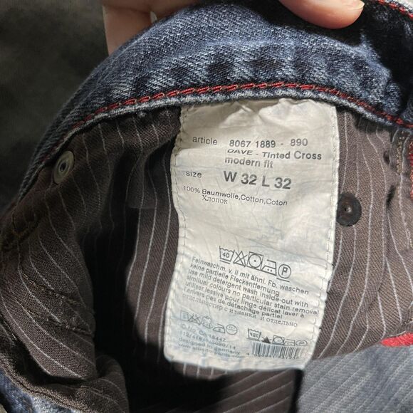 Alberto Modern Fit Dave Tinted Cross Jeans Mens 32x32 Blue Medium Wash Straight - Picture 7 of 11